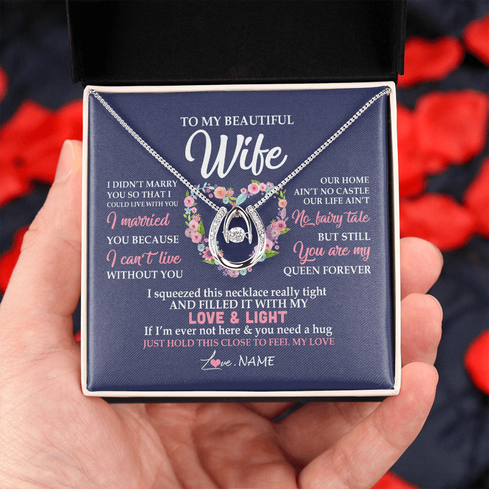 Personalized To My Beautiful Wife Necklace From Husband Feel My Love Wife Birthday Anniversary Wedding Valentines Christmas Customized Message Card