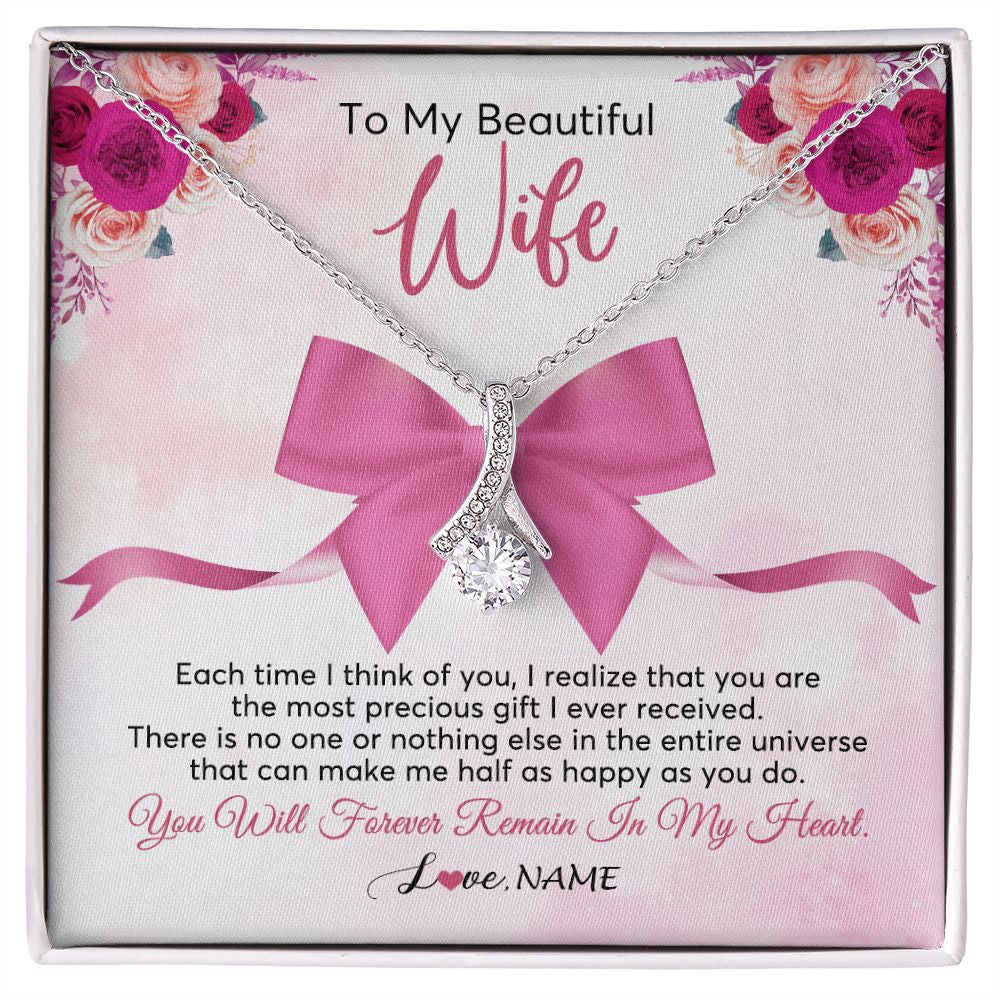 Personalized To My Beautiful Wife Necklace From Husband Forever In My Heart Wife Birthday Anniversary Wedding Valentines Customized Gift Box Message Card