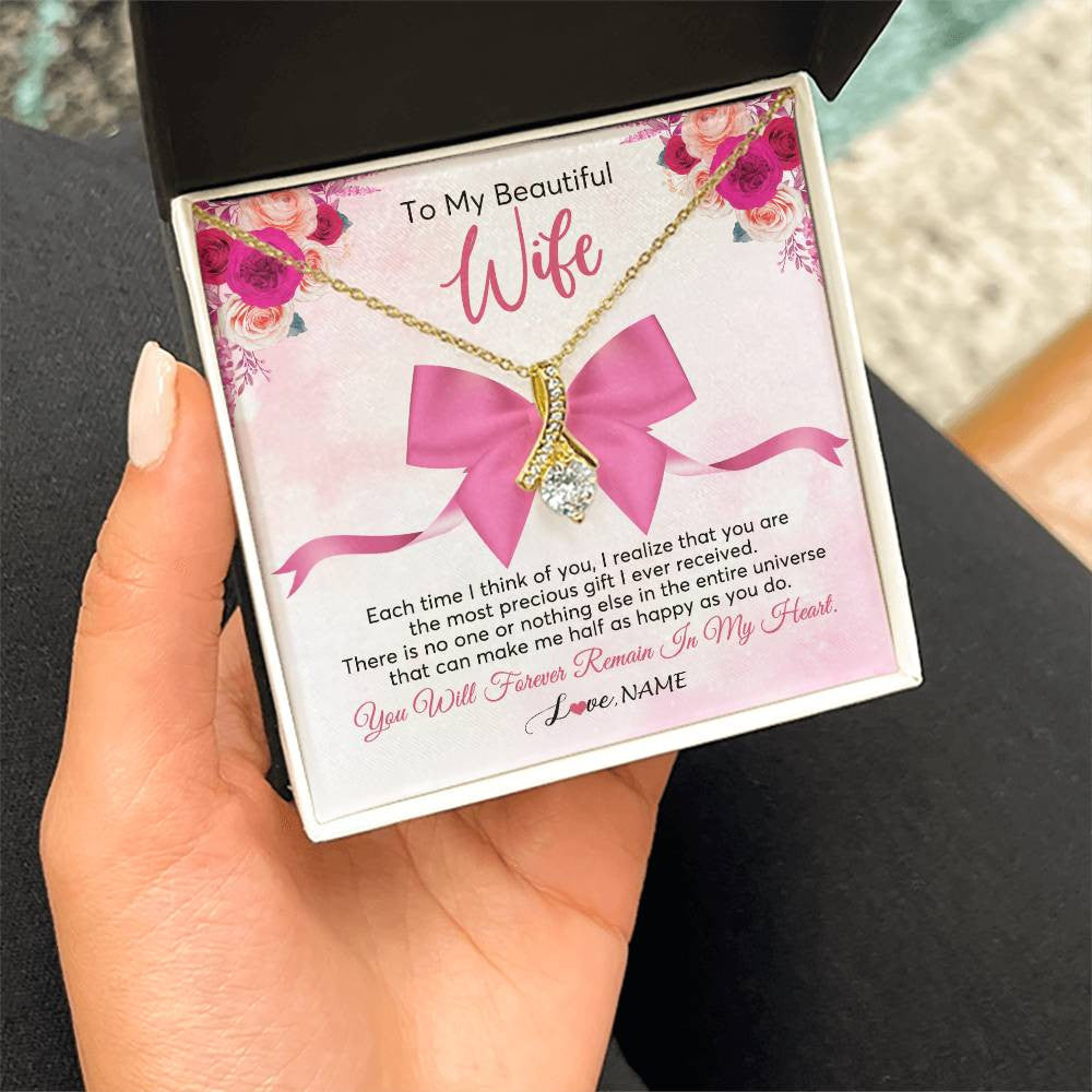 Personalized To My Beautiful Wife Necklace From Husband Forever In My Heart Wife Birthday Anniversary Wedding Valentines Customized Gift Box Message Card
