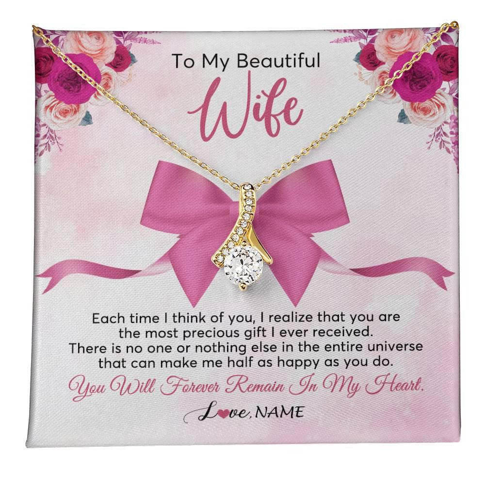 Personalized To My Beautiful Wife Necklace From Husband Forever In My Heart Wife Birthday Anniversary Wedding Valentines Customized Gift Box Message Card