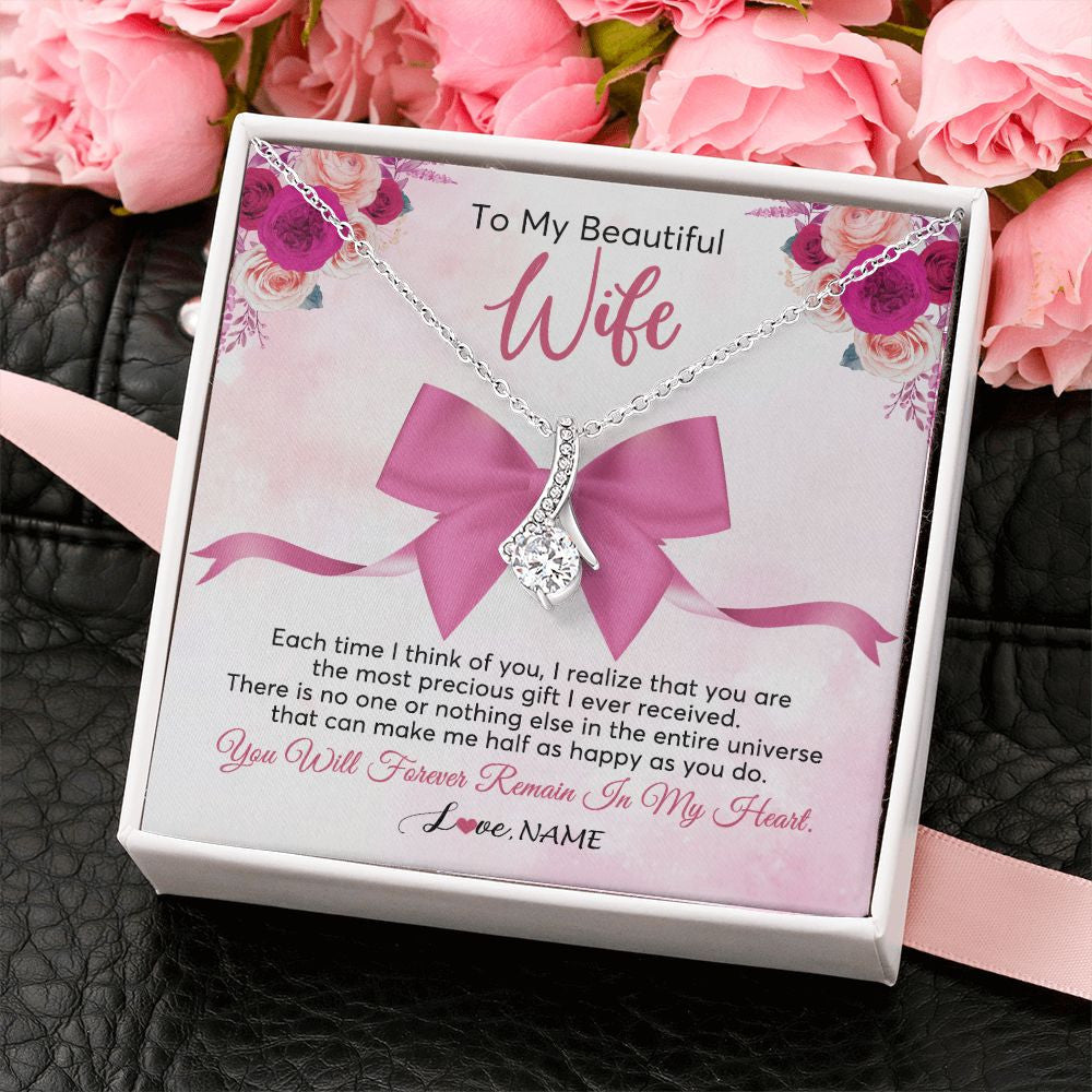 Personalized To My Beautiful Wife Necklace From Husband Forever In My Heart Wife Birthday Anniversary Wedding Valentines Customized Gift Box Message Card