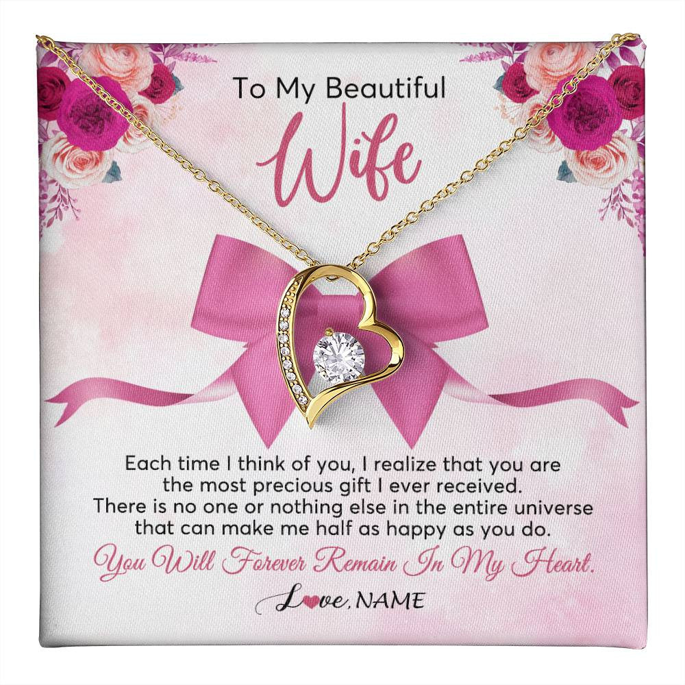 Personalized To My Beautiful Wife Necklace From Husband Forever In My Heart Wife Birthday Anniversary Wedding Valentines Customized Gift Box Message Card