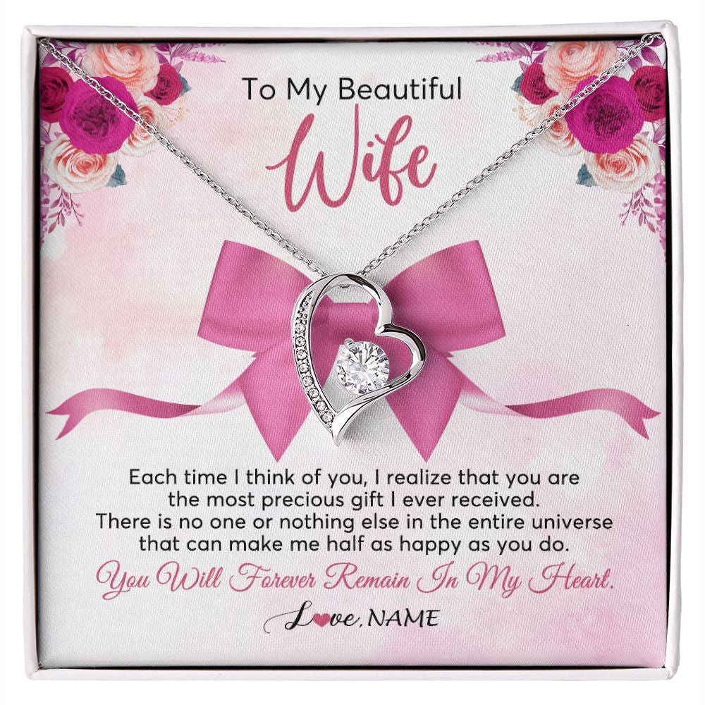 Personalized To My Beautiful Wife Necklace From Husband Forever In My Heart Wife Birthday Anniversary Wedding Valentines Customized Gift Box Message Card