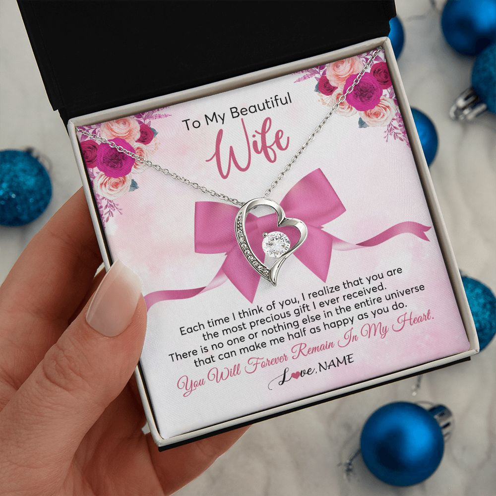 Personalized To My Beautiful Wife Necklace From Husband Forever In My Heart Wife Birthday Anniversary Wedding Valentines Customized Gift Box Message Card