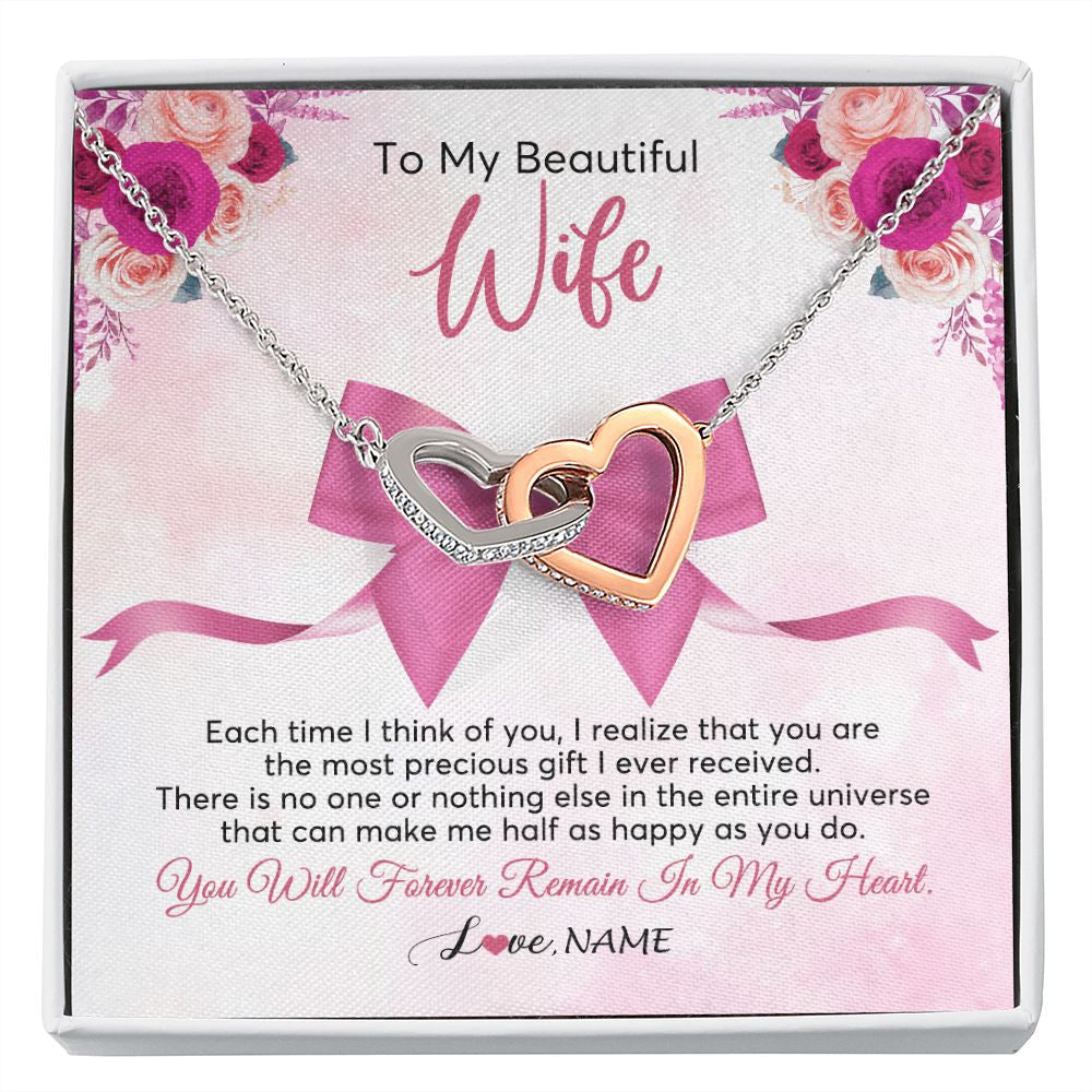 Personalized To My Beautiful Wife Necklace From Husband Forever In My Heart Wife Birthday Anniversary Wedding Valentines Customized Gift Box Message Card