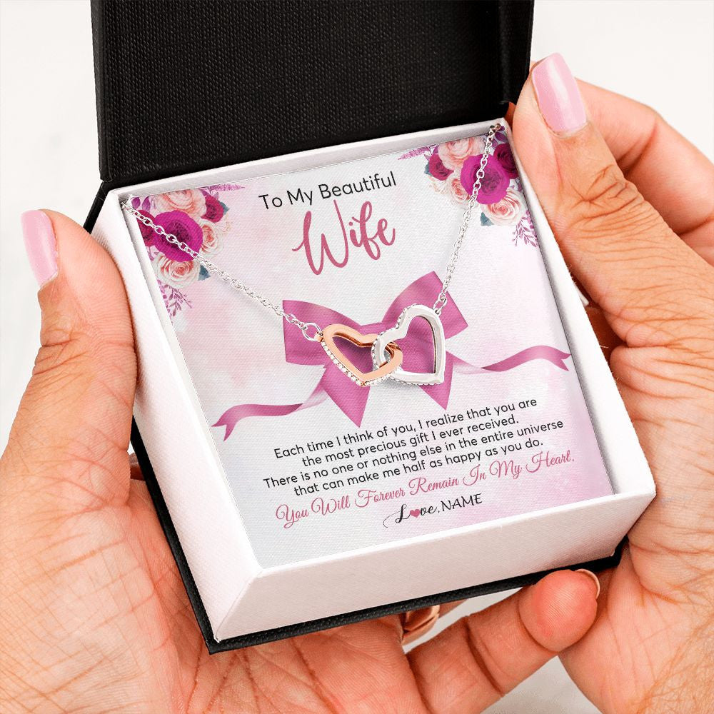 Personalized To My Beautiful Wife Necklace From Husband Forever In My Heart Wife Birthday Anniversary Wedding Valentines Customized Gift Box Message Card