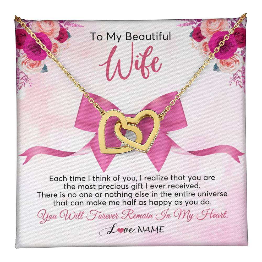 Personalized To My Beautiful Wife Necklace From Husband Forever In My Heart Wife Birthday Anniversary Wedding Valentines Customized Gift Box Message Card