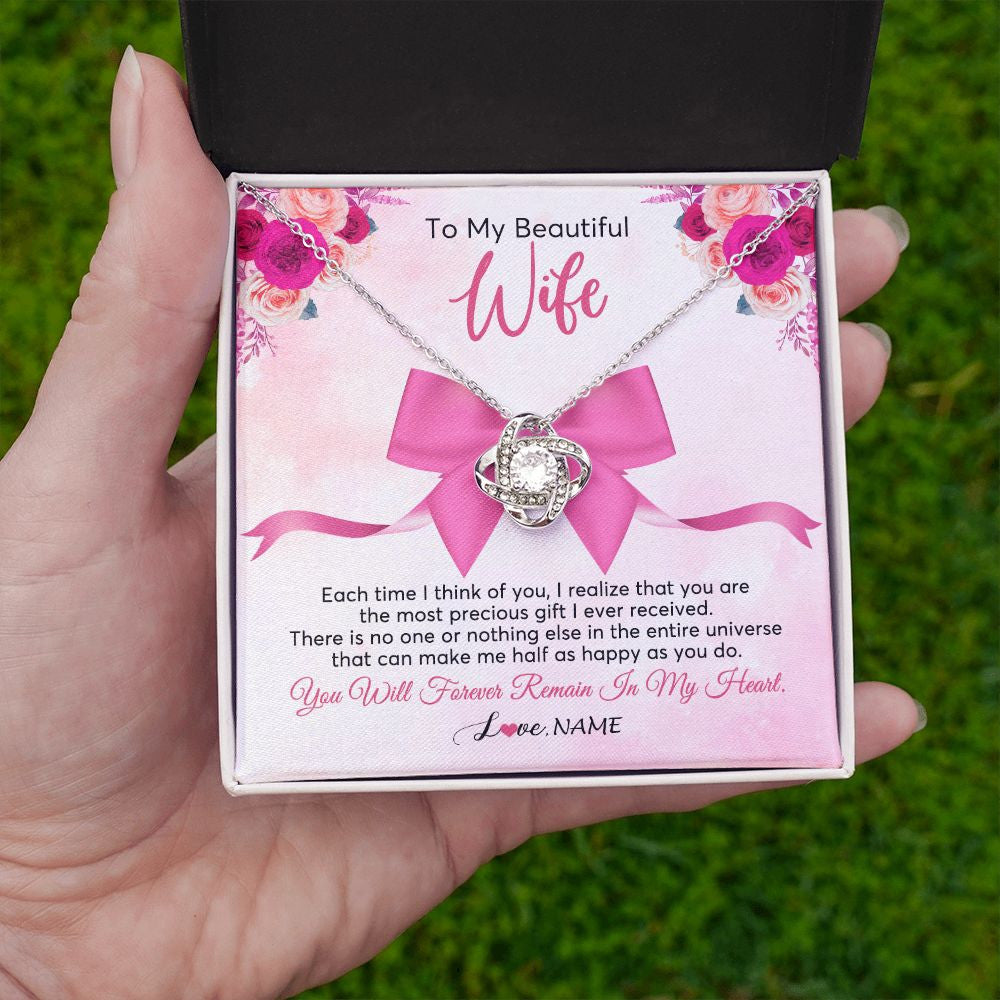Personalized To My Beautiful Wife Necklace From Husband Forever In My Heart Wife Birthday Anniversary Wedding Valentines Customized Gift Box Message Card
