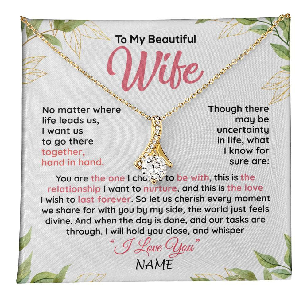 Personalized To My Beautiful Wife Necklace From Husband Hand In Hand Wife Birthday Anniversary Valentines Christmas Customized Gift Box Message Card