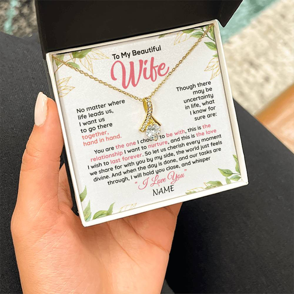 Personalized To My Beautiful Wife Necklace From Husband Hand In Hand Wife Birthday Anniversary Valentines Christmas Customized Gift Box Message Card
