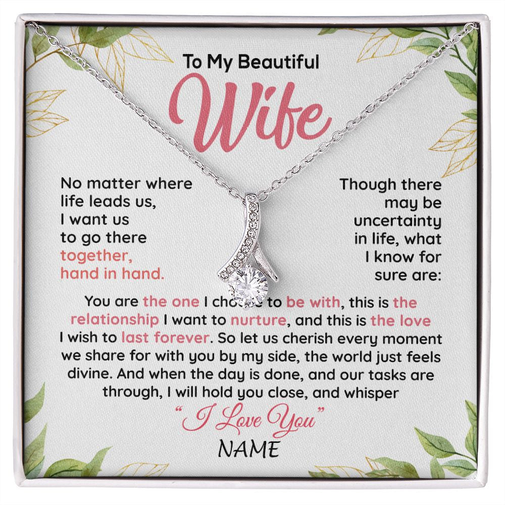 Personalized To My Beautiful Wife Necklace From Husband Hand In Hand Wife Birthday Anniversary Valentines Christmas Customized Gift Box Message Card
