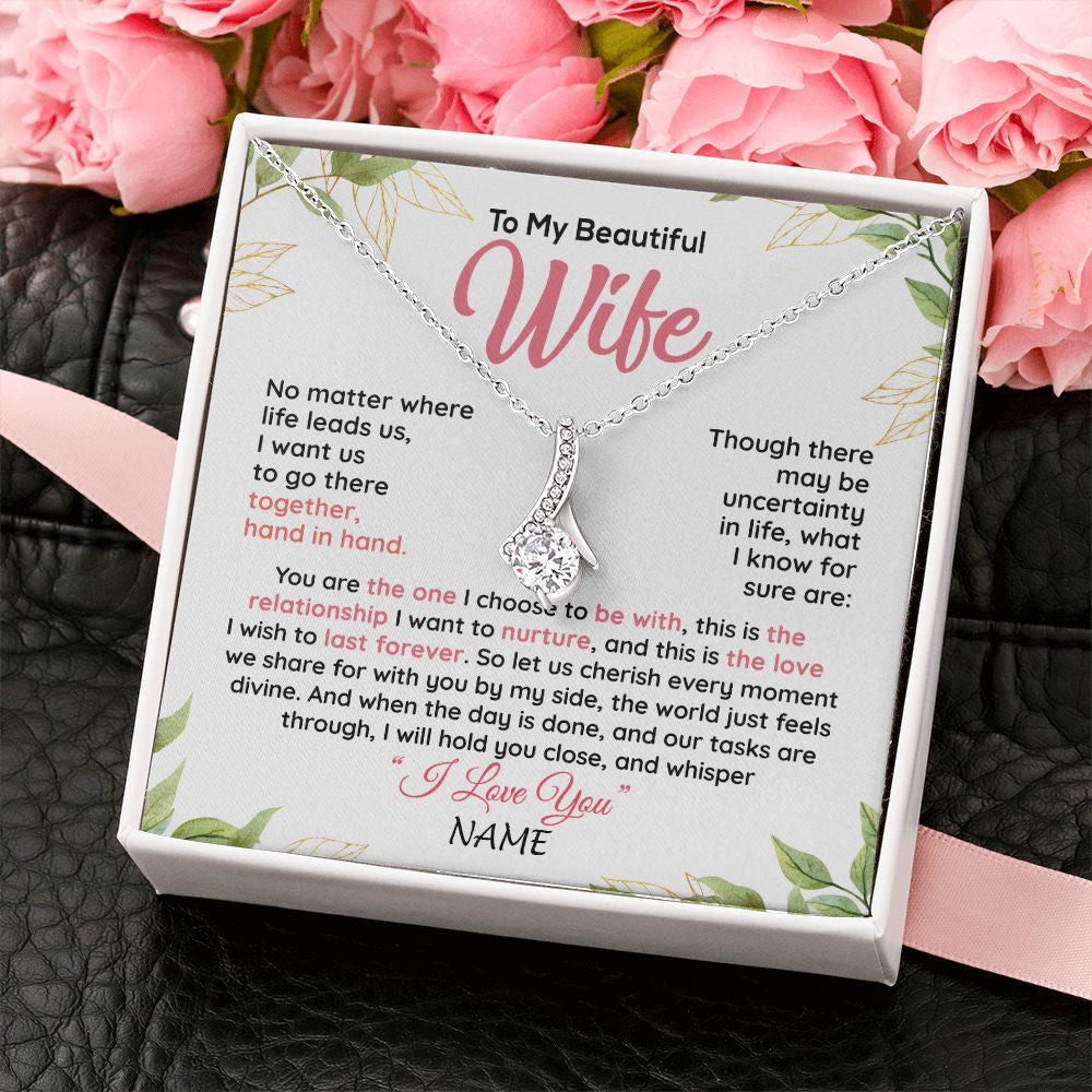 Personalized To My Beautiful Wife Necklace From Husband Hand In Hand Wife Birthday Anniversary Valentines Christmas Customized Gift Box Message Card