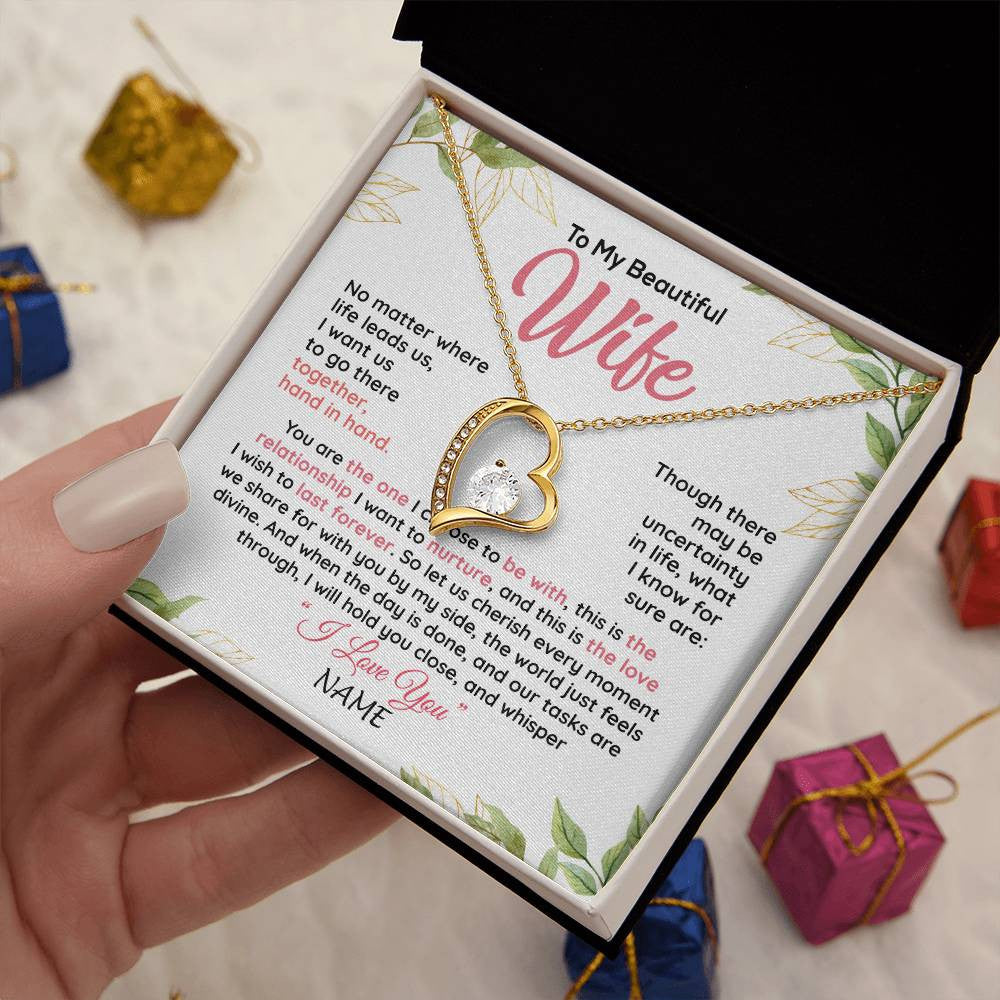 Personalized To My Beautiful Wife Necklace From Husband Hand In Hand Wife Birthday Anniversary Valentines Christmas Customized Gift Box Message Card