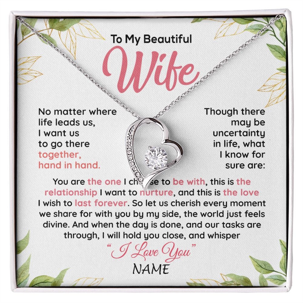 Personalized To My Beautiful Wife Necklace From Husband Hand In Hand Wife Birthday Anniversary Valentines Christmas Customized Gift Box Message Card