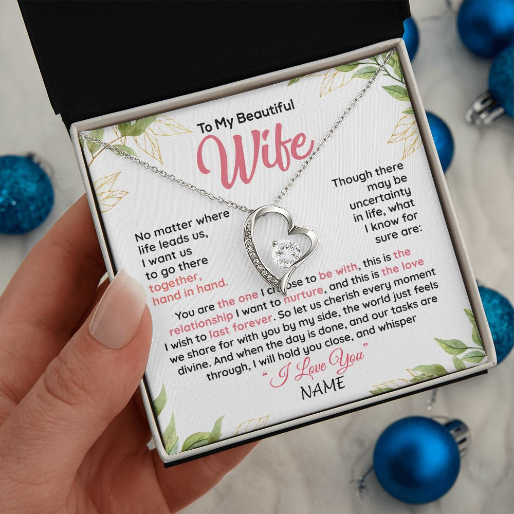 Personalized To My Beautiful Wife Necklace From Husband Hand In Hand Wife Birthday Anniversary Valentines Christmas Customized Gift Box Message Card