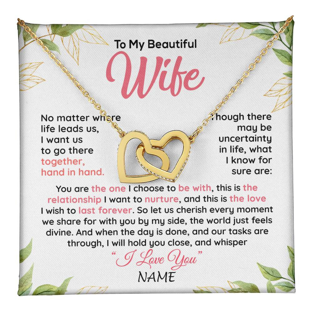 Personalized To My Beautiful Wife Necklace From Husband Hand In Hand Wife Birthday Anniversary Valentines Christmas Customized Gift Box Message Card