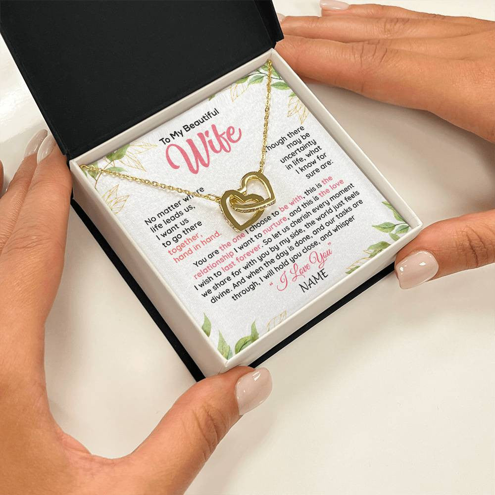 Personalized To My Beautiful Wife Necklace From Husband Hand In Hand Wife Birthday Anniversary Valentines Christmas Customized Gift Box Message Card