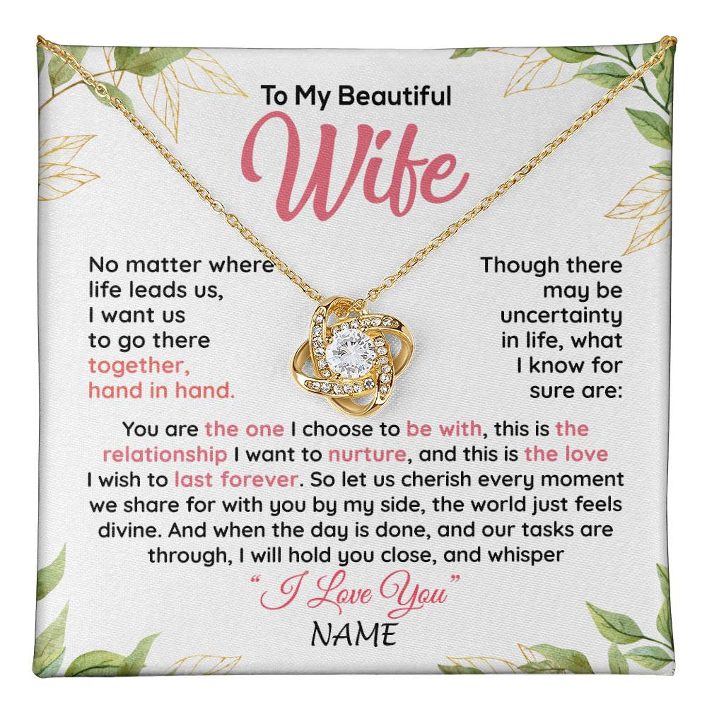 Personalized To My Beautiful Wife Necklace From Husband Hand In Hand Wife Birthday Anniversary Valentines Christmas Customized Gift Box Message Card