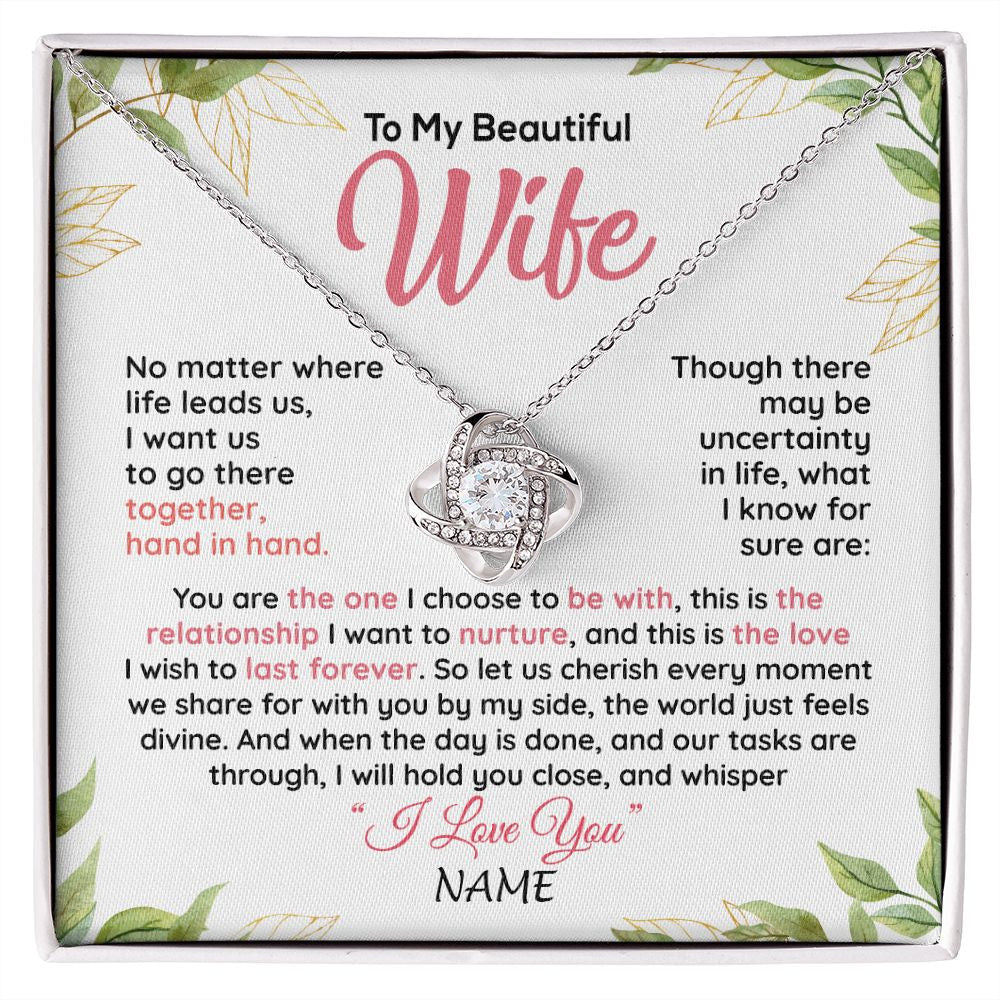 Personalized To My Beautiful Wife Necklace From Husband Hand In Hand Wife Birthday Anniversary Valentines Christmas Customized Gift Box Message Card