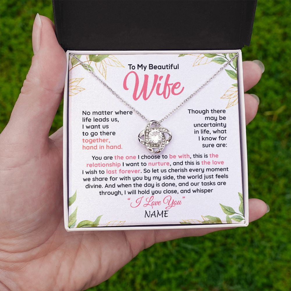 Personalized To My Beautiful Wife Necklace From Husband Hand In Hand Wife Birthday Anniversary Valentines Christmas Customized Gift Box Message Card