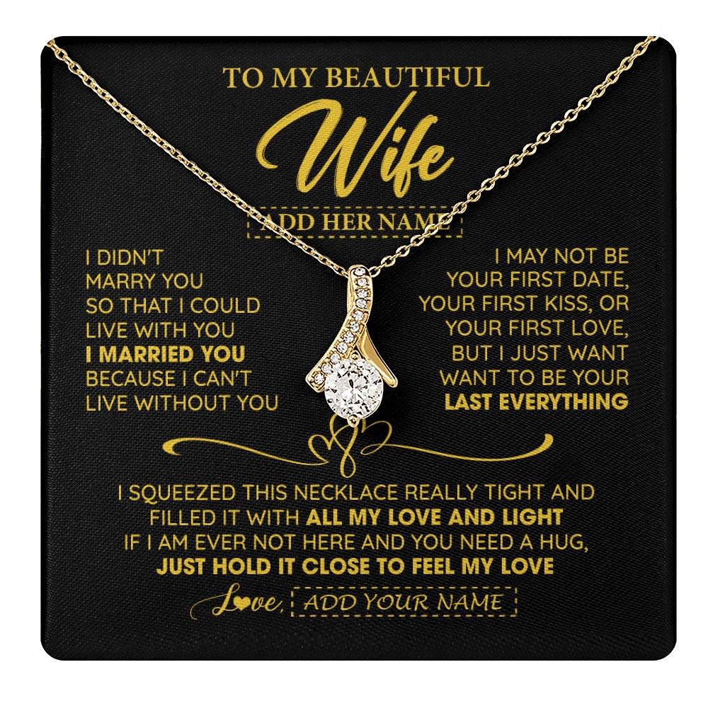 Personalized To My Beautiful Wife Necklace From Husband I Can't Live Without You Romantic Valentines Gifts For Wife Birthday Christmas Gift Box Message Card