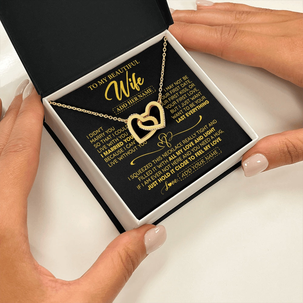 Personalized To My Beautiful Wife Necklace From Husband I Can't Live Without You Romantic Valentines Gifts For Wife Birthday Christmas Gift Box Message Card