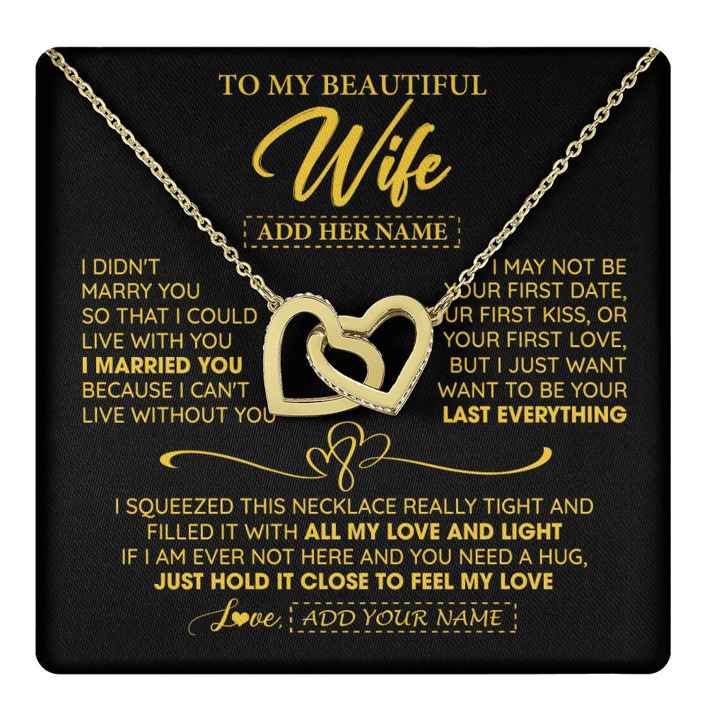Personalized To My Beautiful Wife Necklace From Husband I Can't Live Without You Romantic Valentines Gifts For Wife Birthday Christmas Gift Box Message Card