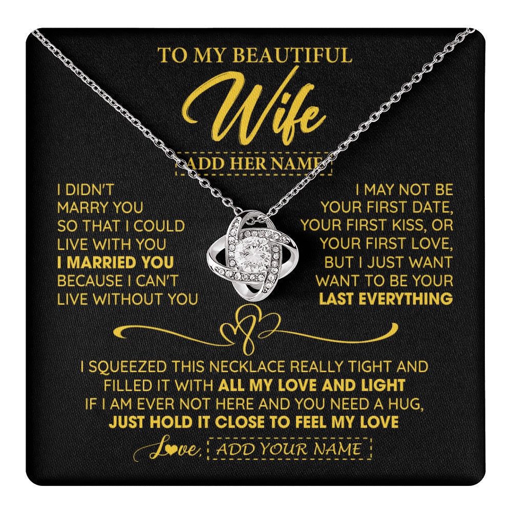 Personalized To My Beautiful Wife Necklace From Husband I Can't Live Without You Romantic Valentines Gifts For Wife Birthday Christmas Gift Box Message Card