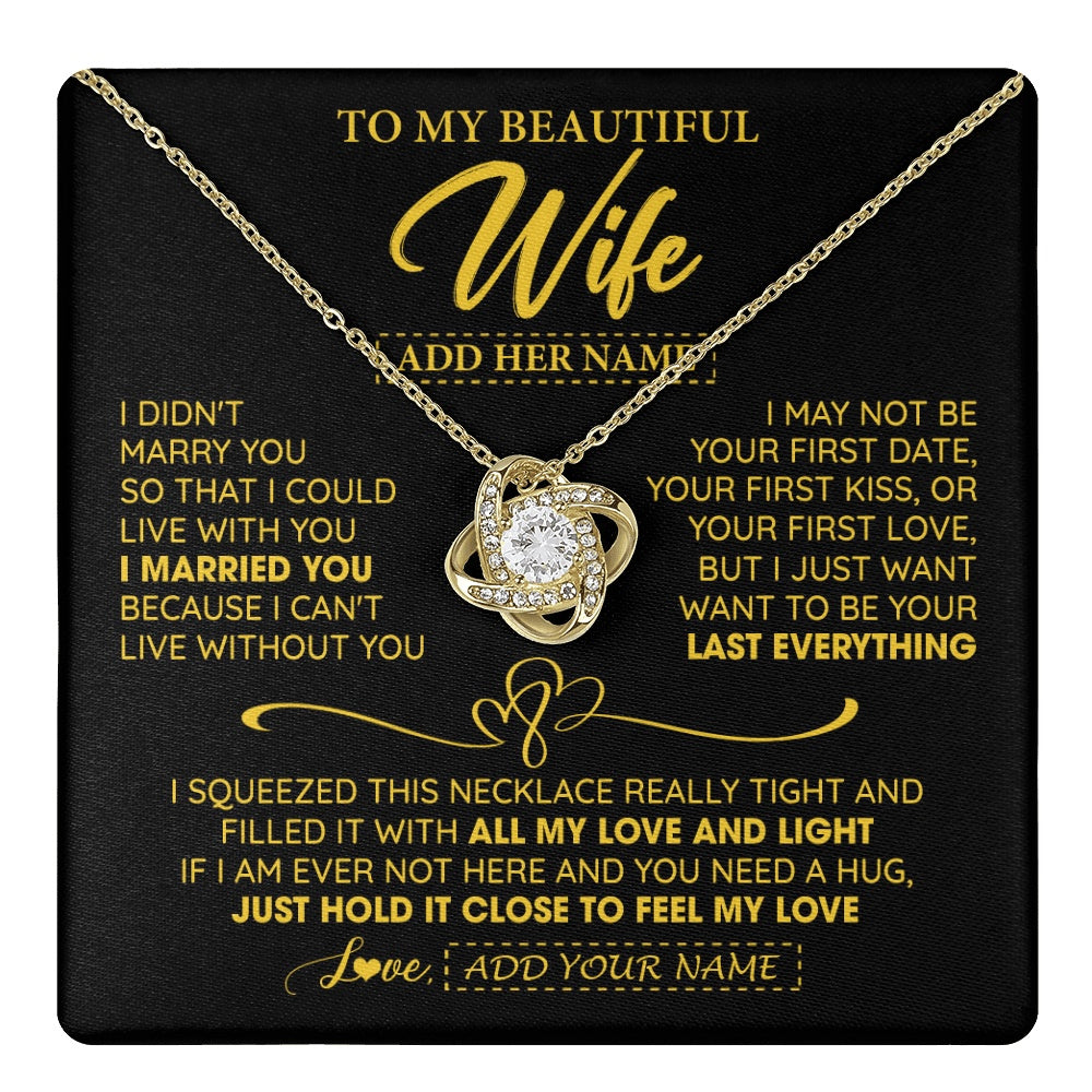 Personalized To My Beautiful Wife Necklace From Husband I Can't Live Without You Romantic Valentines Gifts For Wife Birthday Christmas Gift Box Message Card