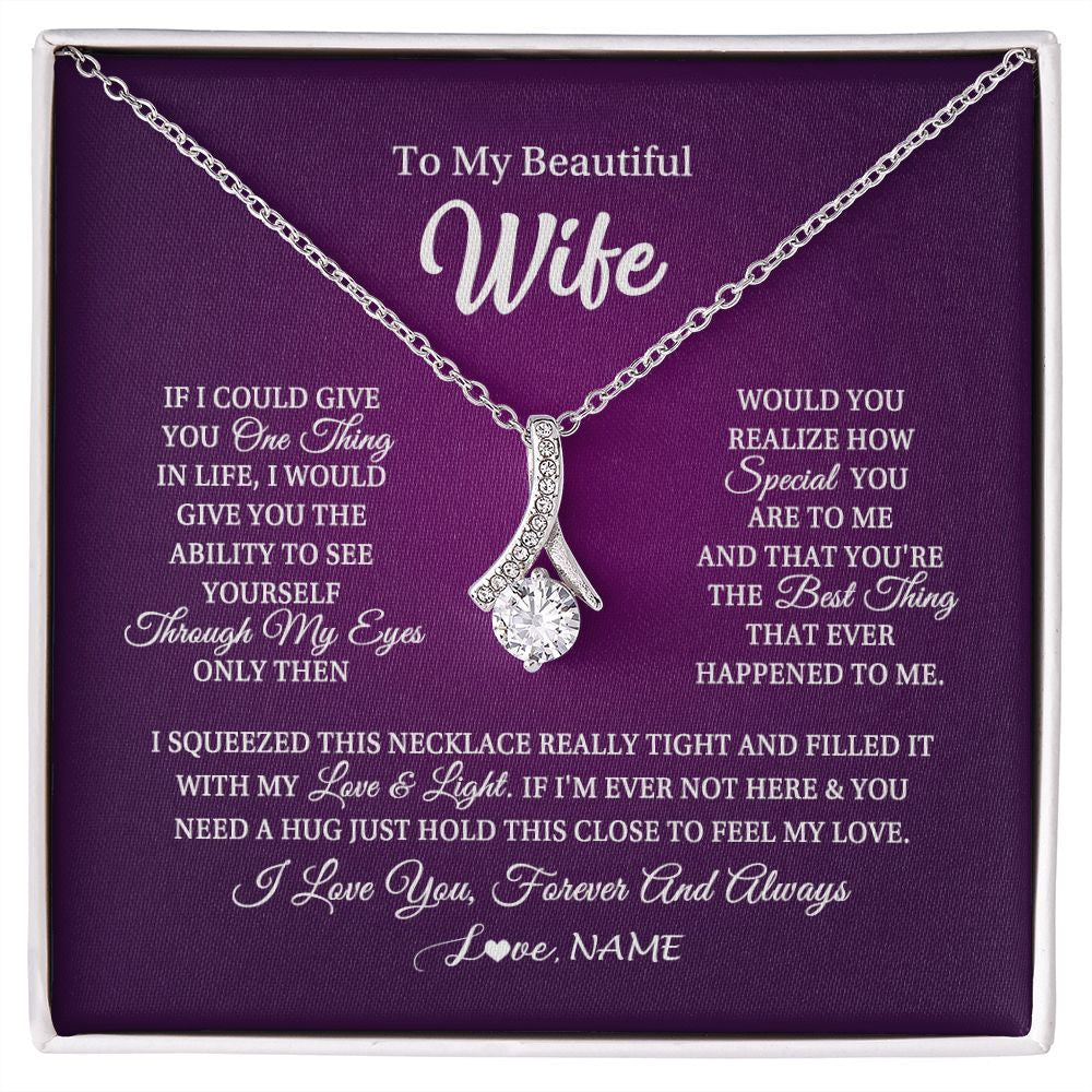 Personalized To My Beautiful Wife Necklace From Husband I Love You Wife Birthday Anniversary Valentines Christmas Jewelry Customized Gift Box Message Card