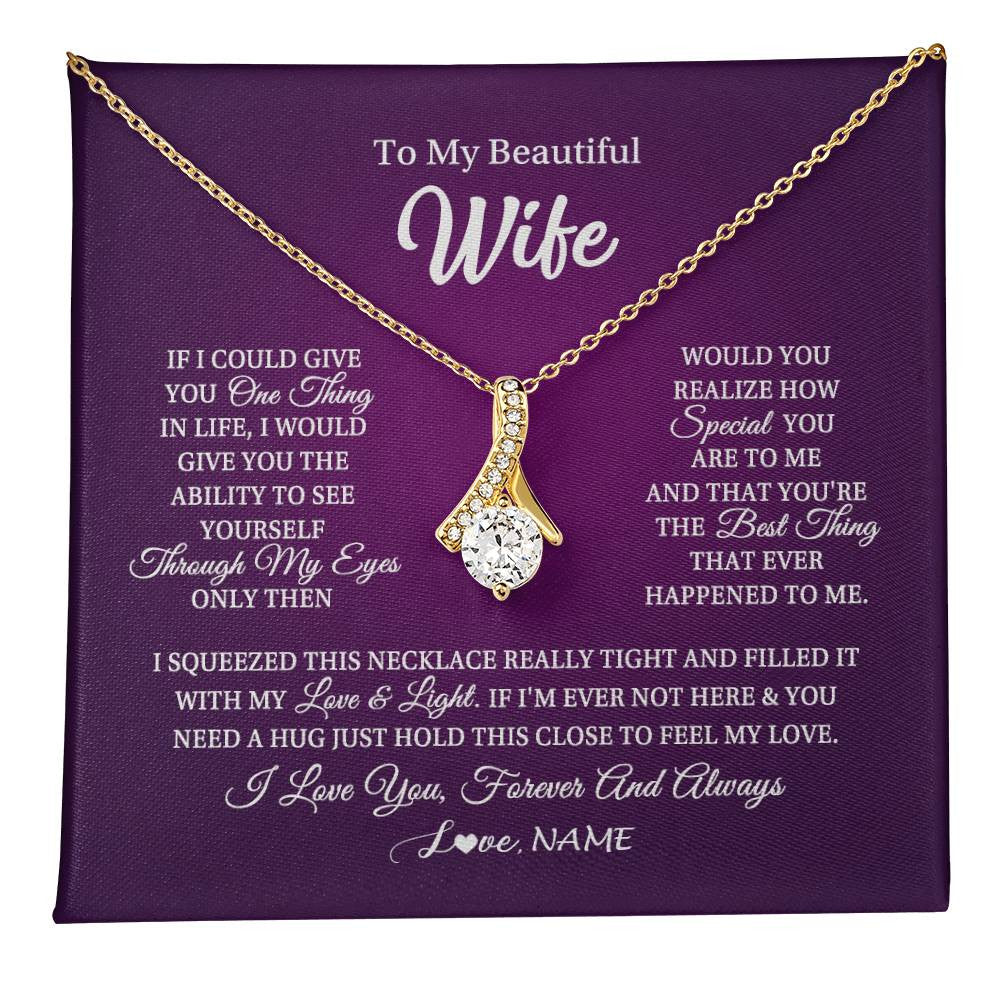 Personalized To My Beautiful Wife Necklace From Husband I Love You Wife Birthday Anniversary Valentines Christmas Jewelry Customized Gift Box Message Card