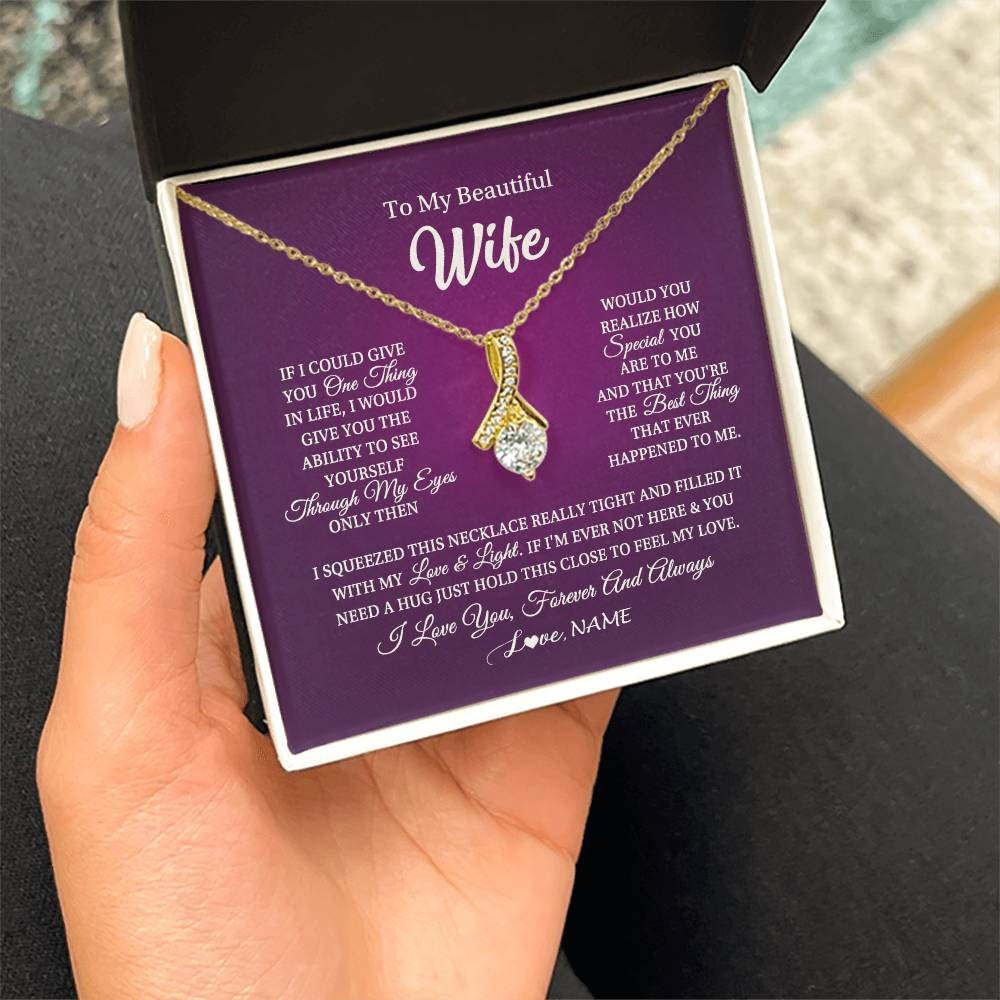 Personalized To My Beautiful Wife Necklace From Husband I Love You Wife Birthday Anniversary Valentines Christmas Jewelry Customized Gift Box Message Card