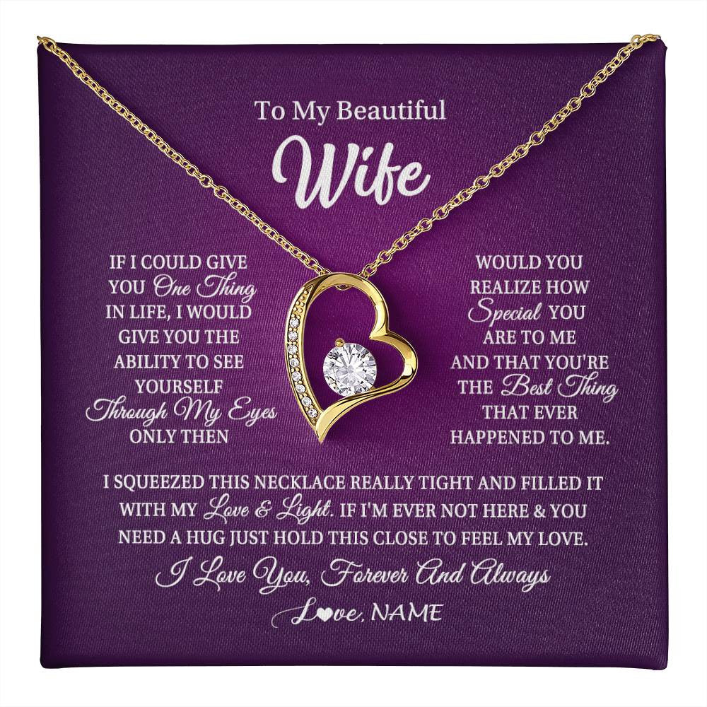 Personalized To My Beautiful Wife Necklace From Husband I Love You Wife Birthday Anniversary Valentines Christmas Jewelry Customized Gift Box Message Card