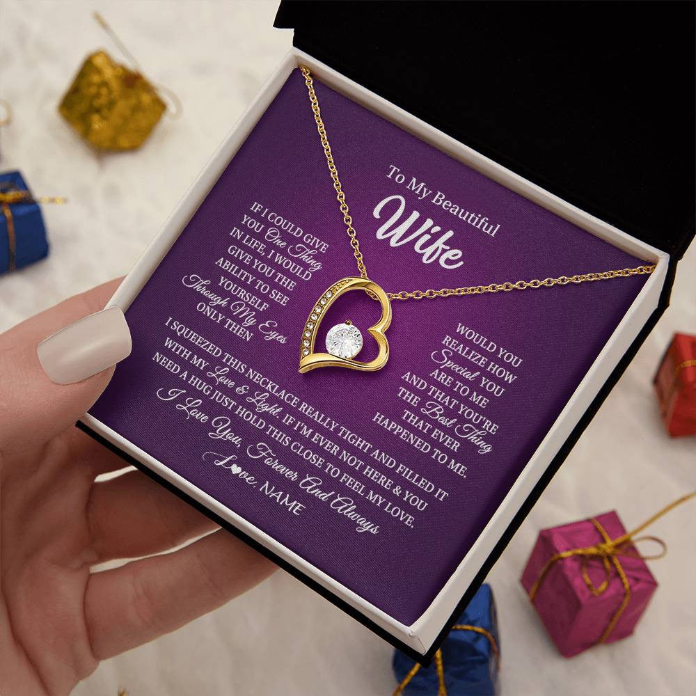 Personalized To My Beautiful Wife Necklace From Husband I Love You Wife Birthday Anniversary Valentines Christmas Jewelry Customized Gift Box Message Card