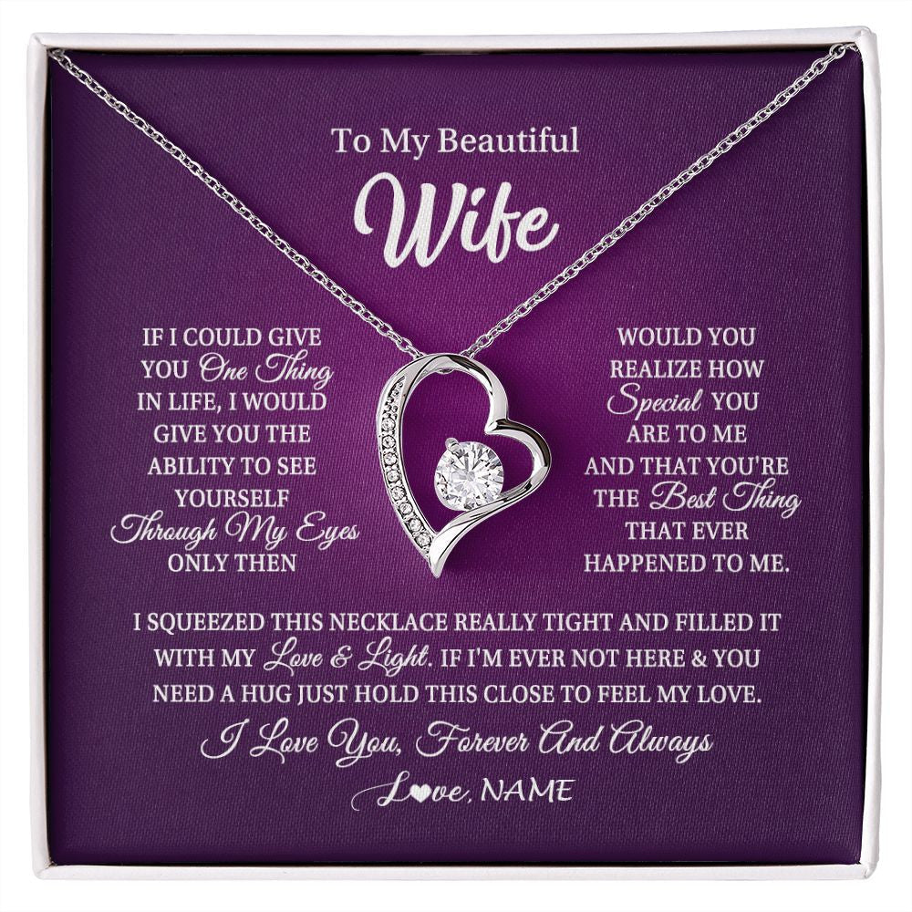 Personalized To My Beautiful Wife Necklace From Husband I Love You Wife Birthday Anniversary Valentines Christmas Jewelry Customized Gift Box Message Card