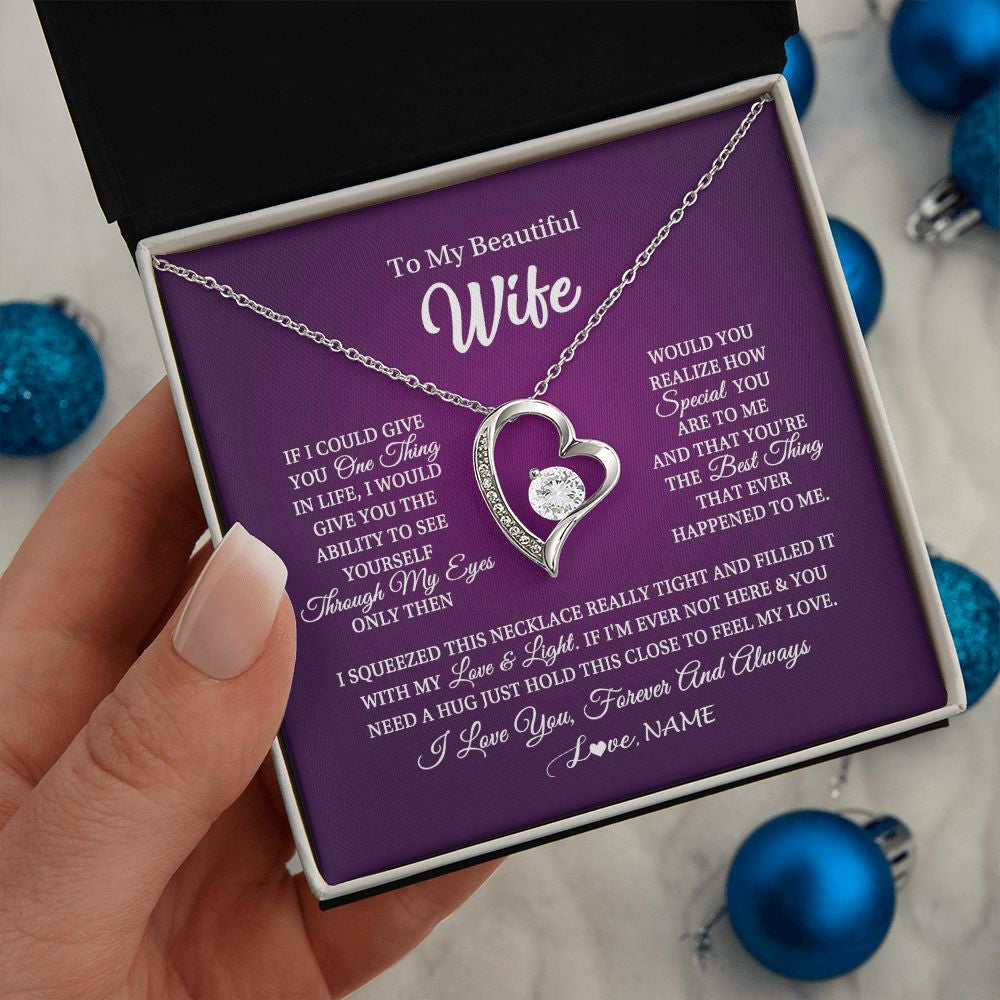 Personalized To My Beautiful Wife Necklace From Husband I Love You Wife Birthday Anniversary Valentines Christmas Jewelry Customized Gift Box Message Card