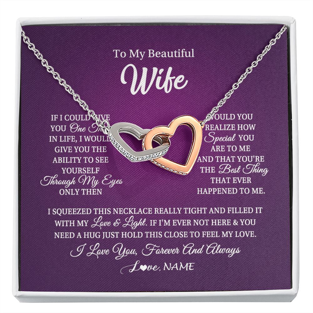 Personalized To My Beautiful Wife Necklace From Husband I Love You Wife Birthday Anniversary Valentines Christmas Jewelry Customized Gift Box Message Card