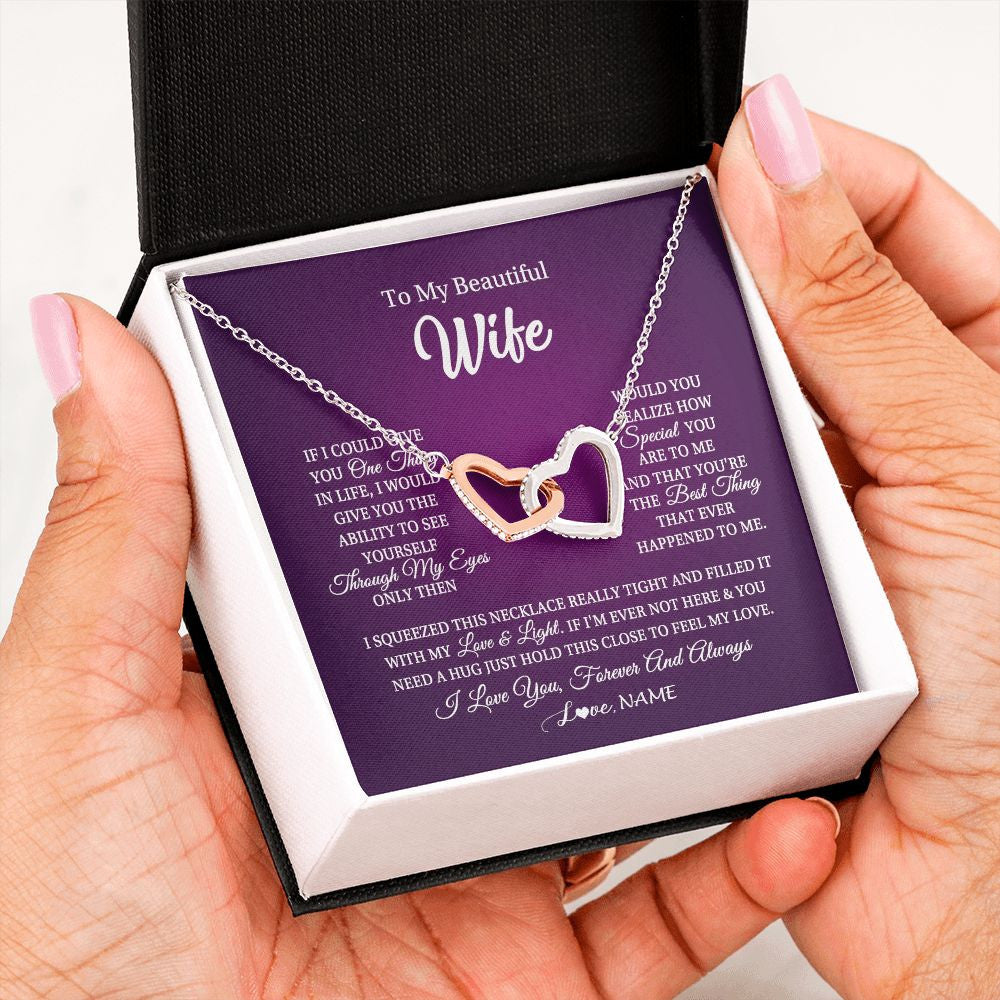 Personalized To My Beautiful Wife Necklace From Husband I Love You Wife Birthday Anniversary Valentines Christmas Jewelry Customized Gift Box Message Card