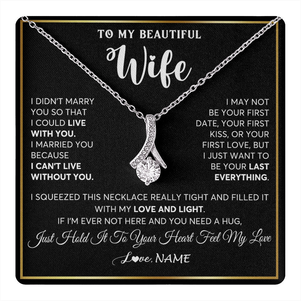 Personalized To My Beautiful Wife Necklace From Husband I Love You Wife Birthday Gifts Anniversary Valentines Christmas Customized Gift Box Message Card