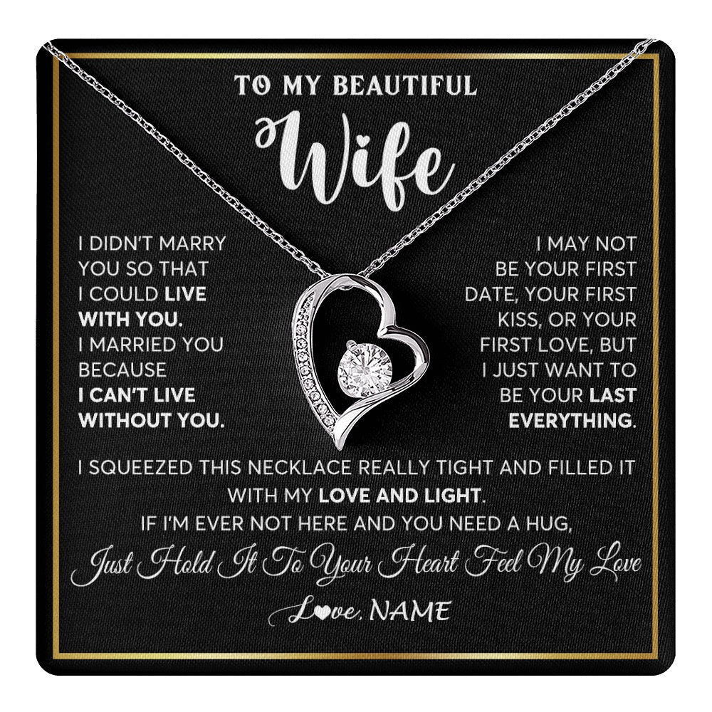 Personalized To My Beautiful Wife Necklace From Husband I Love You Wife Birthday Gifts Anniversary Valentines Christmas Customized Gift Box Message Card