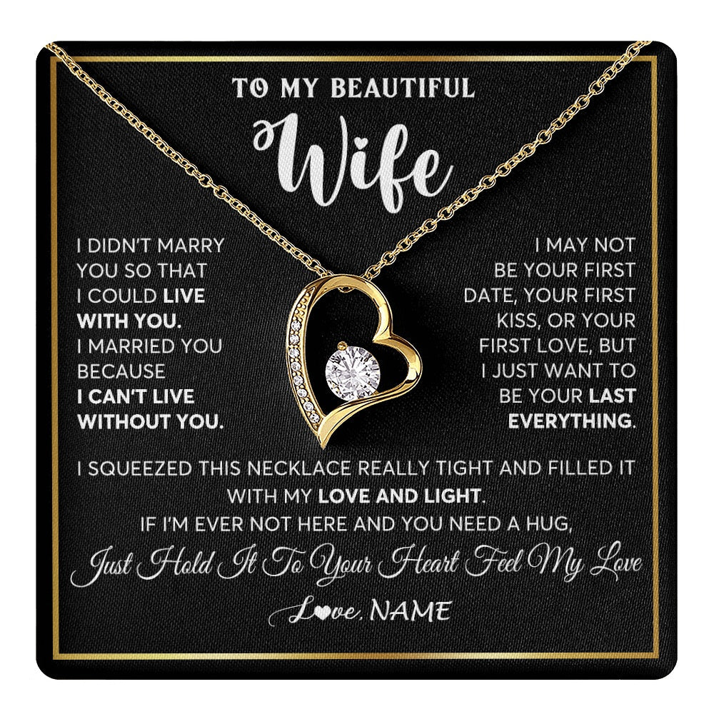 Personalized To My Beautiful Wife Necklace From Husband I Love You Wife Birthday Gifts Anniversary Valentines Christmas Customized Gift Box Message Card