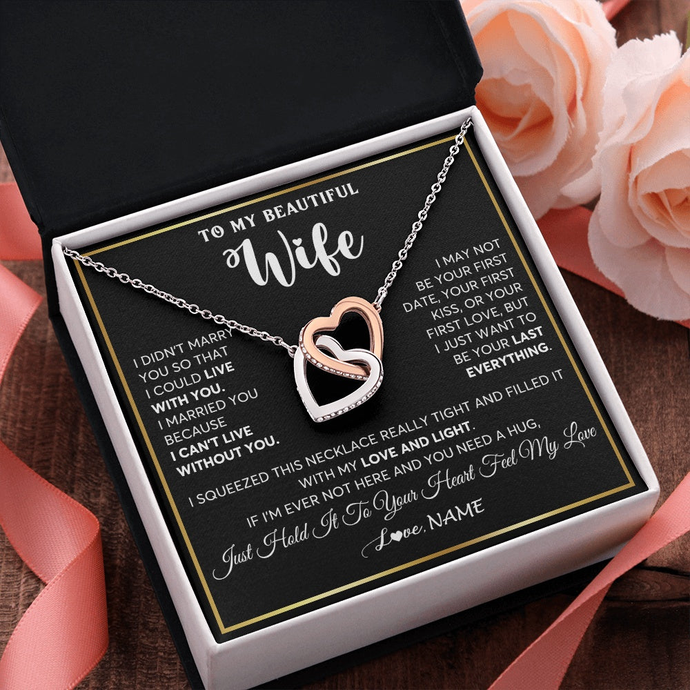 Personalized To My Beautiful Wife Necklace From Husband I Love You Wife Birthday Gifts Anniversary Valentines Christmas Customized Gift Box Message Card