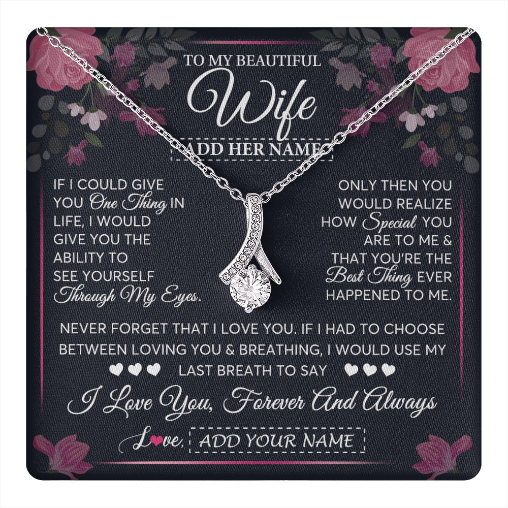 Personalized To My Beautiful Wife Necklace From Husband I Love You Wife Gifts Romantic Valentines Birthday For Her Christmas Custom Gift Box Message Card
