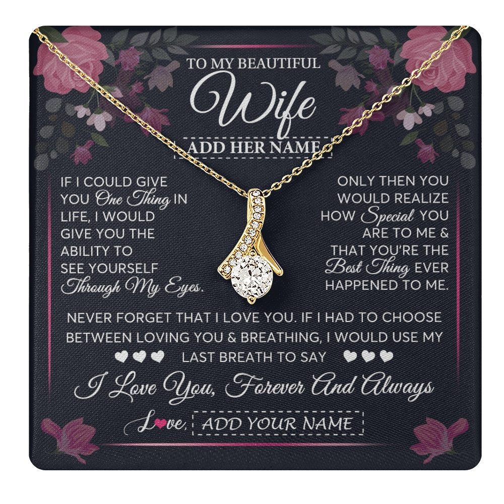 Personalized To My Beautiful Wife Necklace From Husband I Love You Wife Gifts Romantic Valentines Birthday For Her Christmas Custom Gift Box Message Card