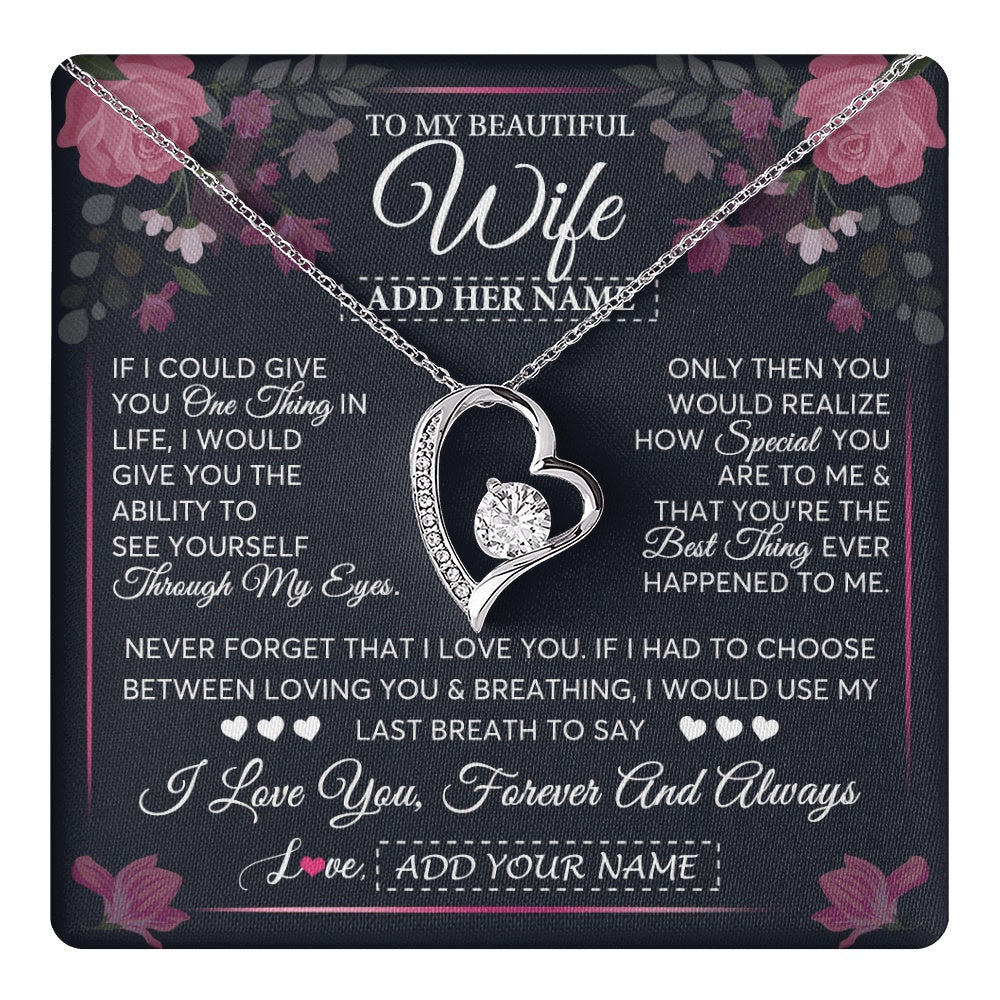 Personalized To My Beautiful Wife Necklace From Husband I Love You Wife Gifts Romantic Valentines Birthday For Her Christmas Custom Gift Box Message Card