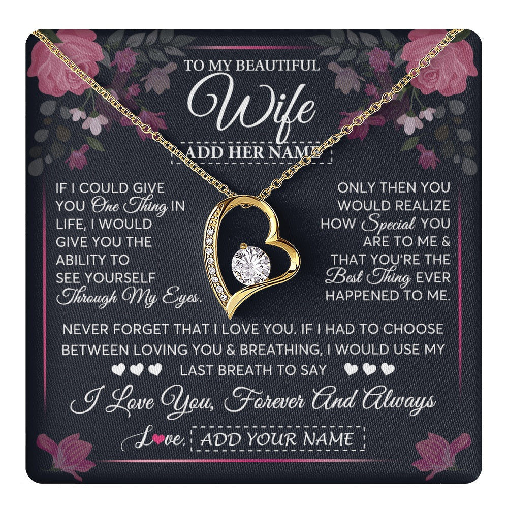 Personalized To My Beautiful Wife Necklace From Husband I Love You Wife Gifts Romantic Valentines Birthday For Her Christmas Custom Gift Box Message Card