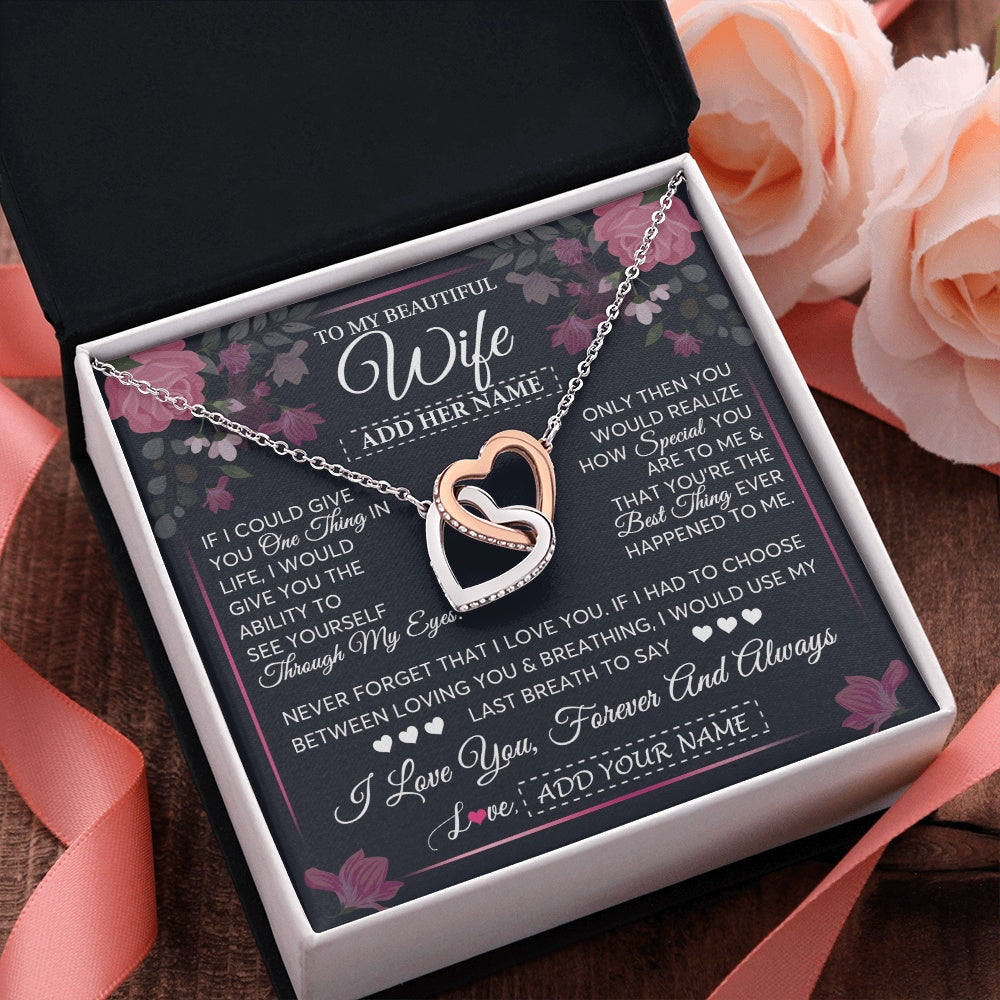 Personalized To My Beautiful Wife Necklace From Husband I Love You Wife Gifts Romantic Valentines Birthday For Her Christmas Custom Gift Box Message Card