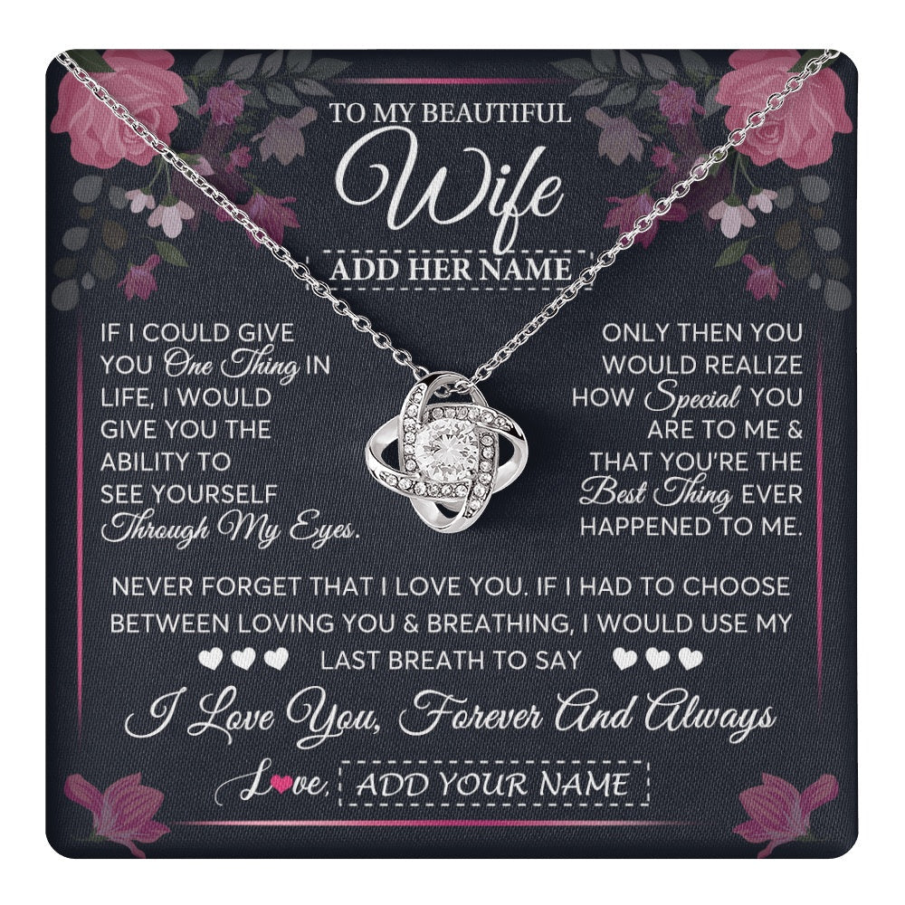 Personalized To My Beautiful Wife Necklace From Husband I Love You Wife Gifts Romantic Valentines Birthday For Her Christmas Custom Gift Box Message Card