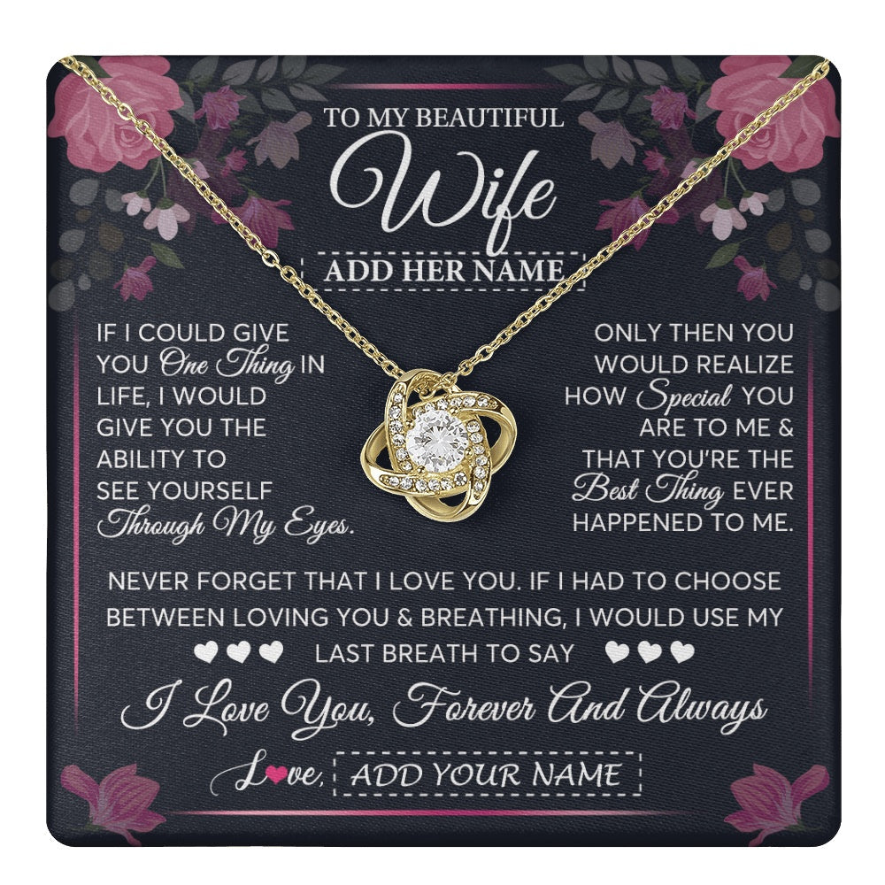 Personalized To My Beautiful Wife Necklace From Husband I Love You Wife Gifts Romantic Valentines Birthday For Her Christmas Custom Gift Box Message Card