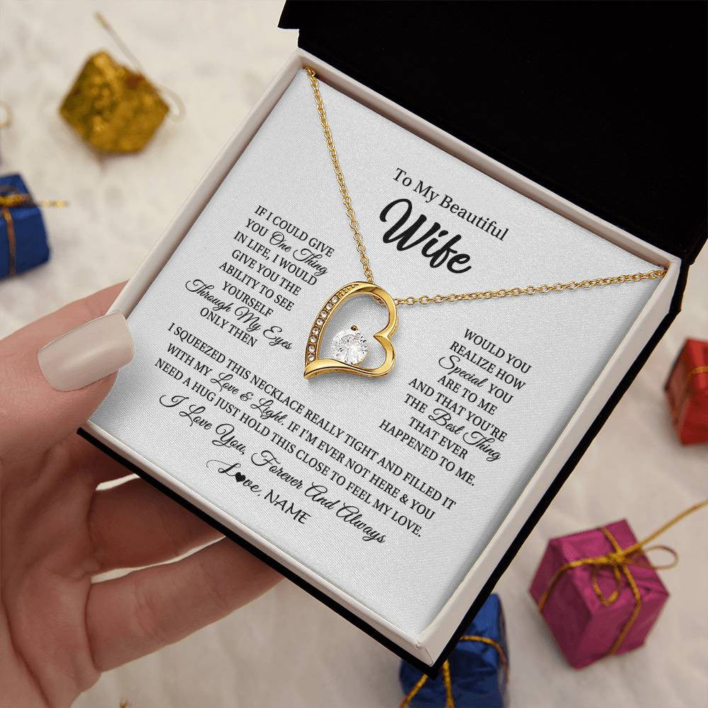 Personalized To My Beautiful Wife Necklace From Husband If I Could Give You Wife Birthday Anniversary Wedding Day Christmas Customized Gift Box Message Card